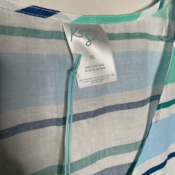 Kona Sol Women's V Neck Tunic Cover Up Blue Lightweight Size XL Extra Large - Picture 6 of 8